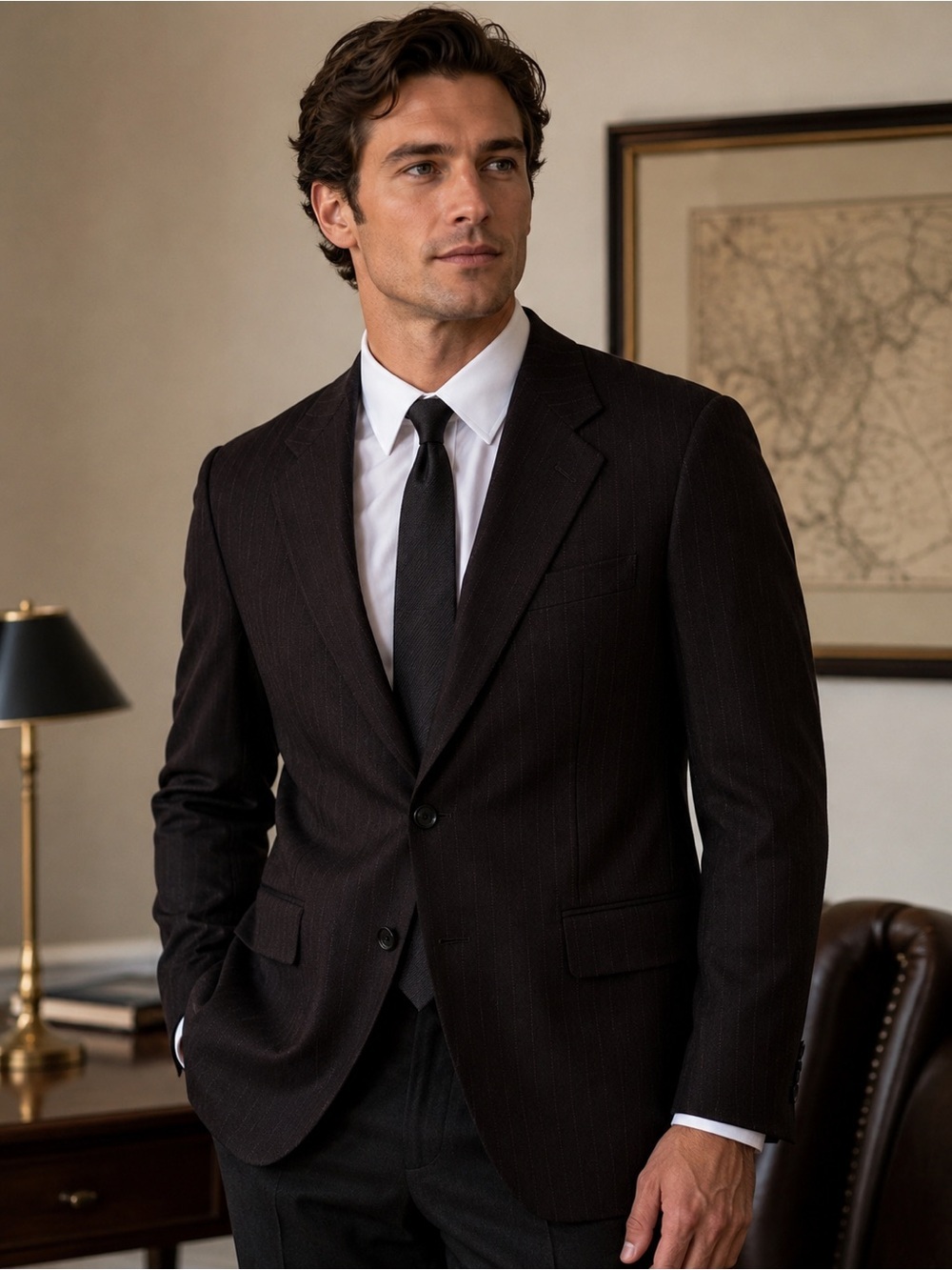 SanRemo Made in Italy Virgin Wool Pinstripe Blazer Sport Coat - Men’s 42L